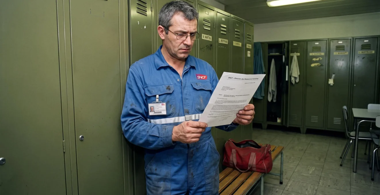 Travailleur français lisant attentivement un courrier officiel de son employeur dans un espace professionnel